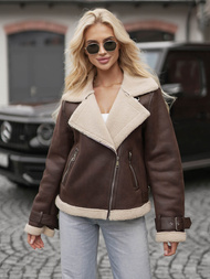 Ženska Kožna Jakna Čokolada OZONEE JS/61M8501/158Z