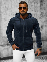 Muška od velura dukserica s kapuljačom modri OZONEE JS/8B1168/25