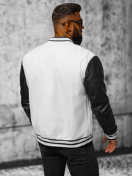 Muška kožna jakna bijelo-crna OZONEE JS/11Z8068