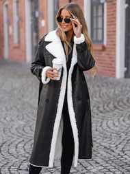 Ženski kožni kaput crni OZONEE JS/11Z8253