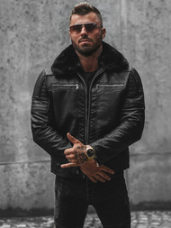 Muška kožna jakna crna OZONEE JS/11Z8013Z