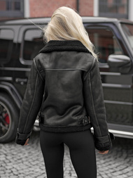 Ženska Kožna Jakna Crna OZONEE JS/61M8501/392BZ