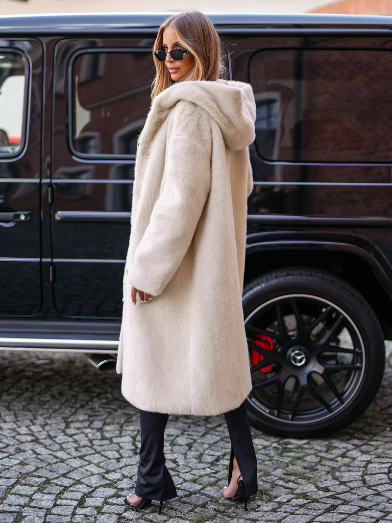 Ženska zimska jakna od krzna bež OZONEE JS/11Z8250