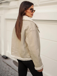 Ženska Kožna Jakna Bež OZONEE JS/11Z8178