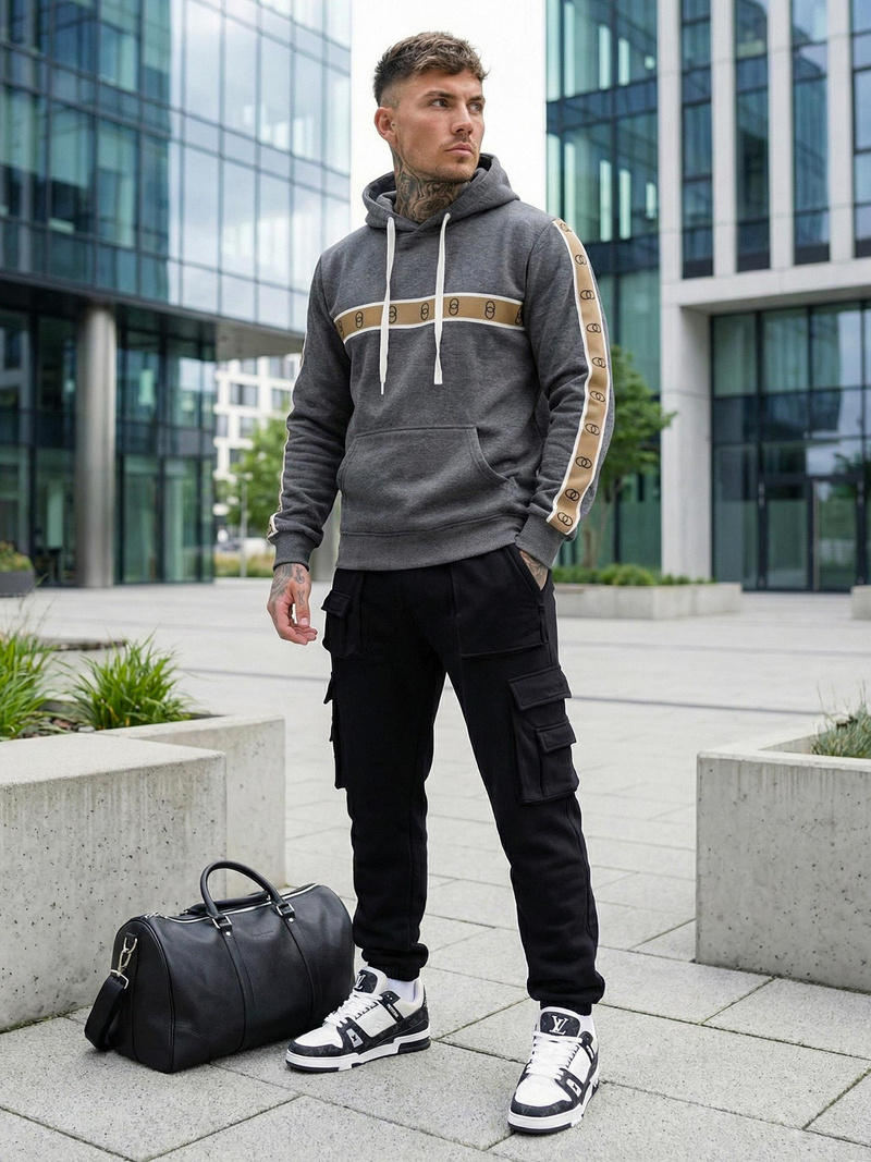 Muška dukserica s kapuljačom grafitna OZONEE JS/8B1729/5Z