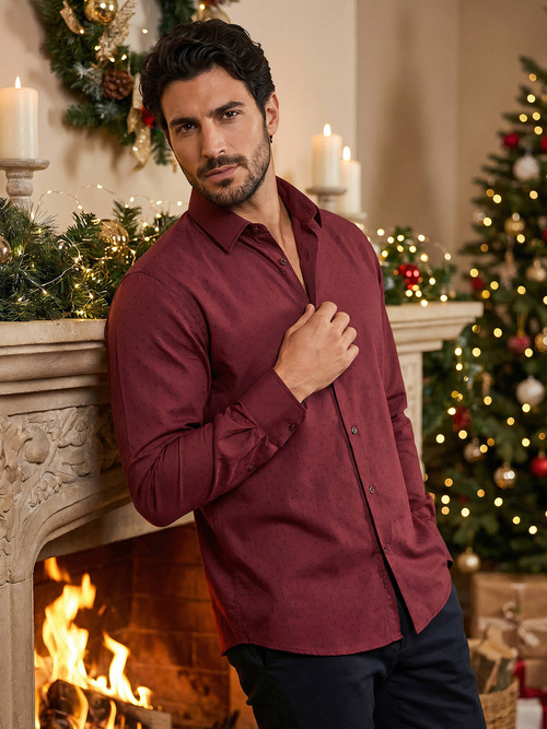 Muška Košulja Bordo OZONEE V/V182Z