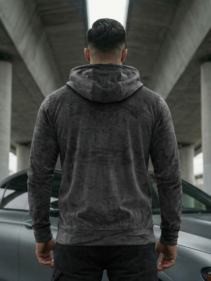 Muška od velura dukserica s kapuljačom grafitna OZONEE JS/8B1168/6Z