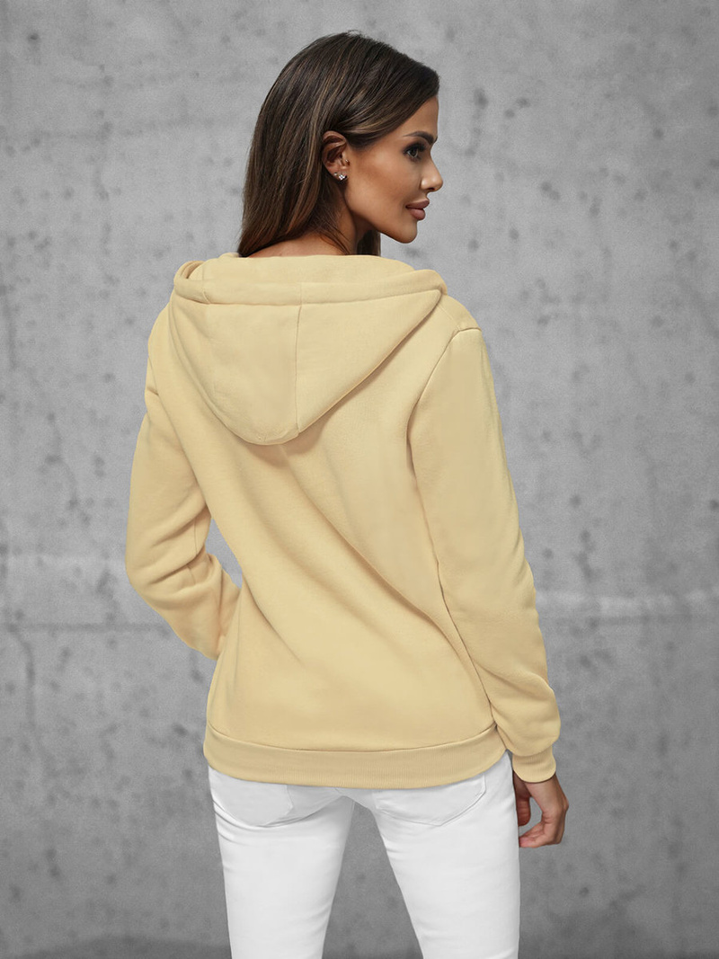 Ženska dukserica na kopčanje svijetlo-bež OZONEE JS/W03/159Z