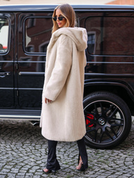 Ženska zimska jakna od krzna bež OZONEE JS/11Z8250