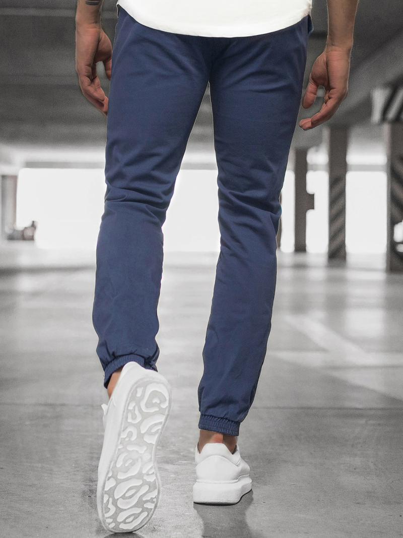 Muške chino jogger hlače svijetlo mornarsko plava OZONEE JB/JP1145/5