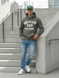 Muška dukserica s kapuljačom grafitna OZONEE JS/8B1767/5Z