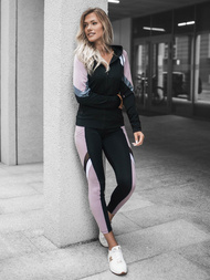 Dvodijelni set trenerke crno-svijetlo ružičasta OZONEE JS/YW06005/1/16