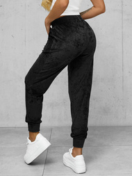 Ženske od velura sportske hlače crne OZONEE JS/92K529/3