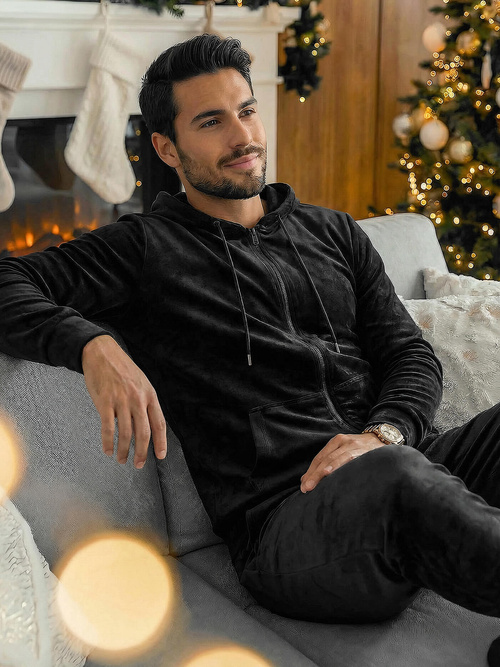 Muška trenirka od velura crna OZONEE JS/8C1169/3Z