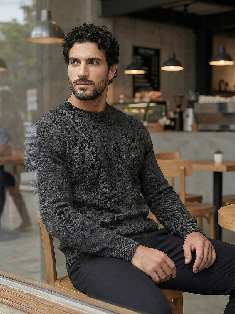 Muški Džemper Grafitni OZONEE JS/59B3610/5