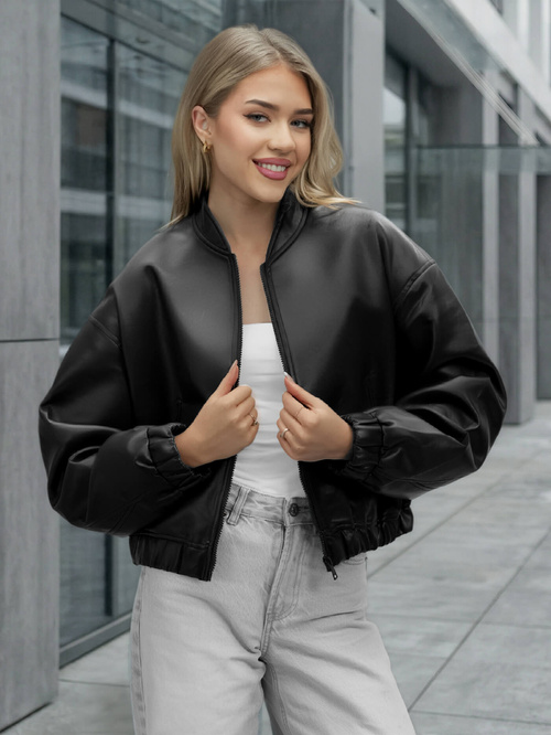 Ženska Kožna Jakna Crna OZONEE JS/11Z8281Z