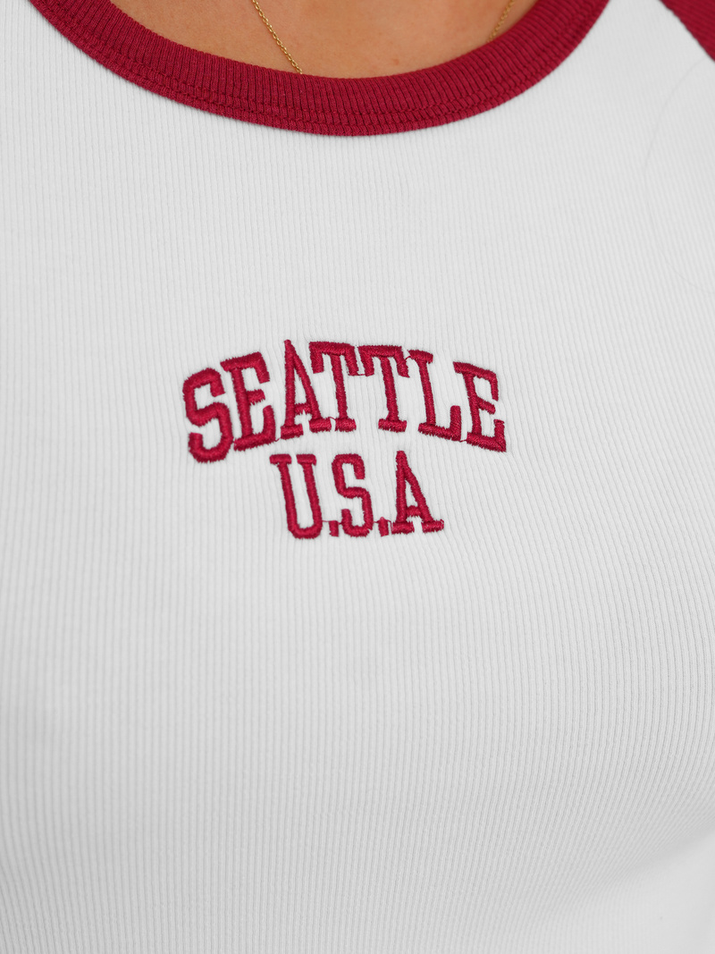 Ženska majica bijelo-crvena OZONEE JS/R61627