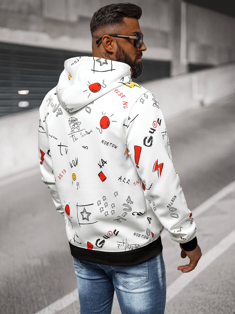 Muška dukserica s kapuljačom bijela OZONEE JS/8B1223/1