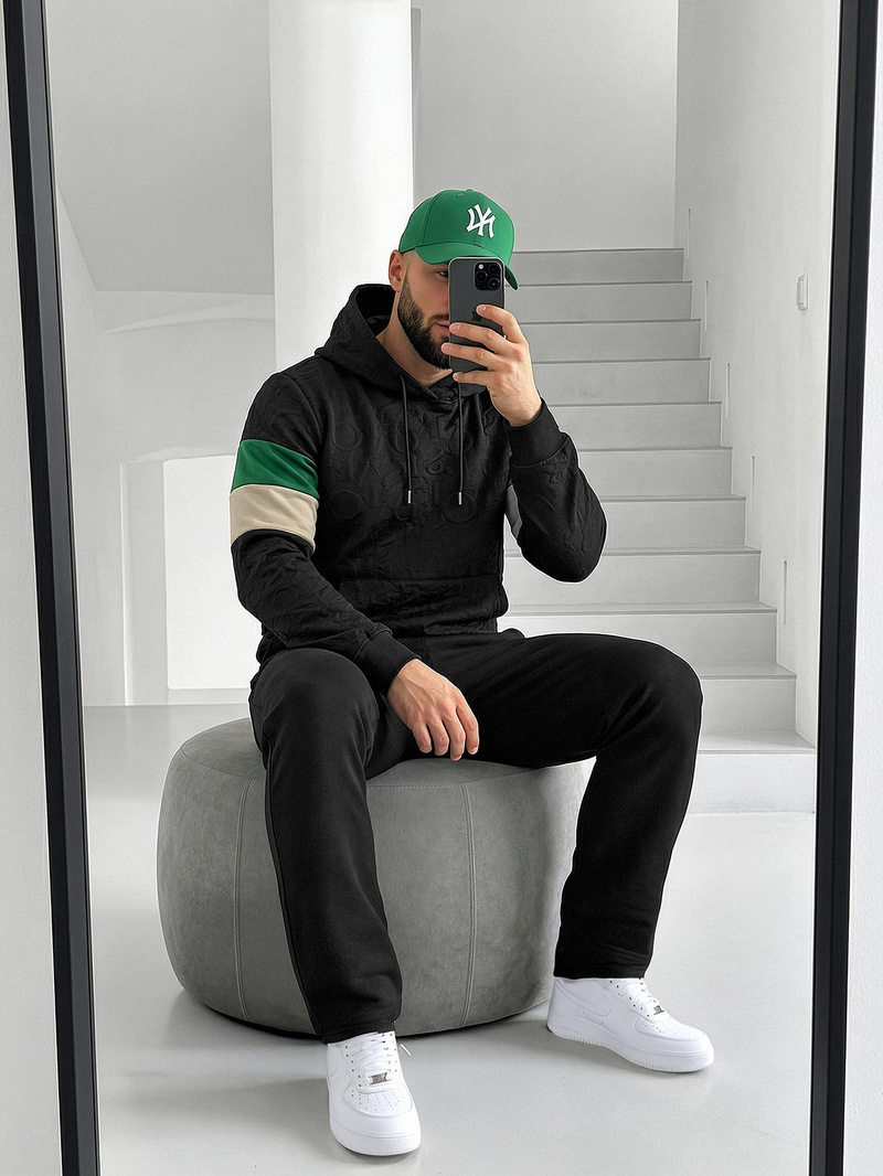 Muška dukserica s kapuljačom crna OZONEE JS/3B578