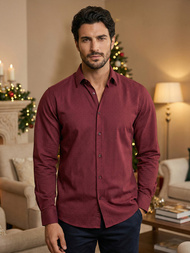 Muška Košulja Bordo OZONEE V/V182Z