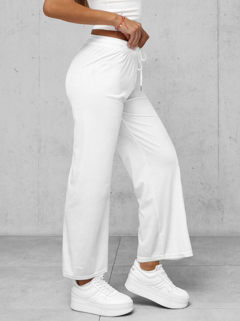 Ženske od velura hlače bijele OZONEE JS/92K519/1