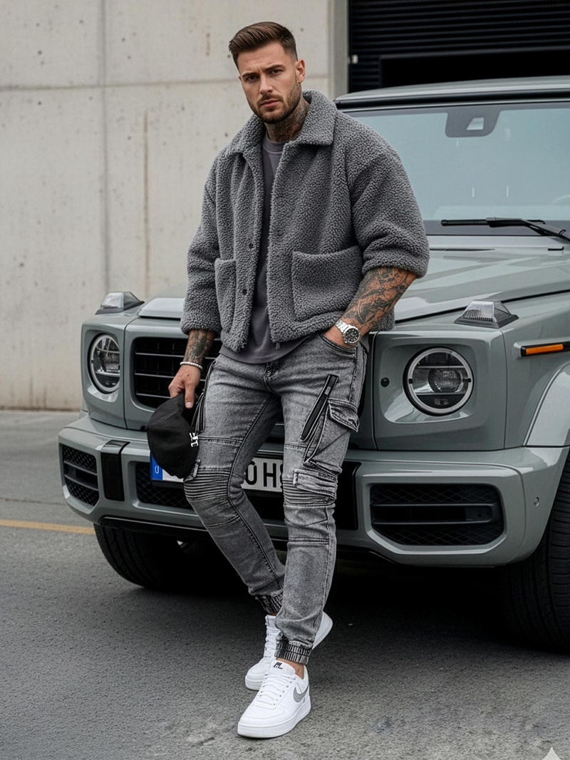 Muške traperice grafitne OZONEE O/E10017Z