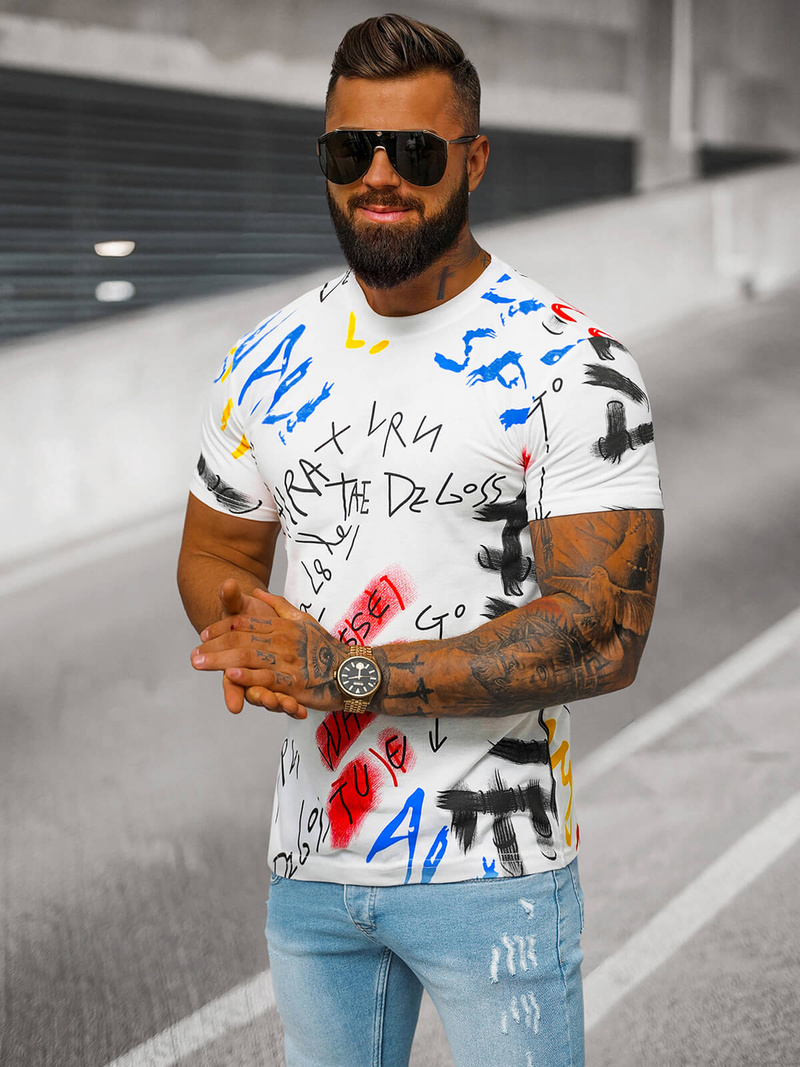 Muška Majica Bijeli OZONEE JS/8T1211/1