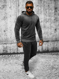 Muška trenirka od velura grafitna OZONEE JS/8C1171/6