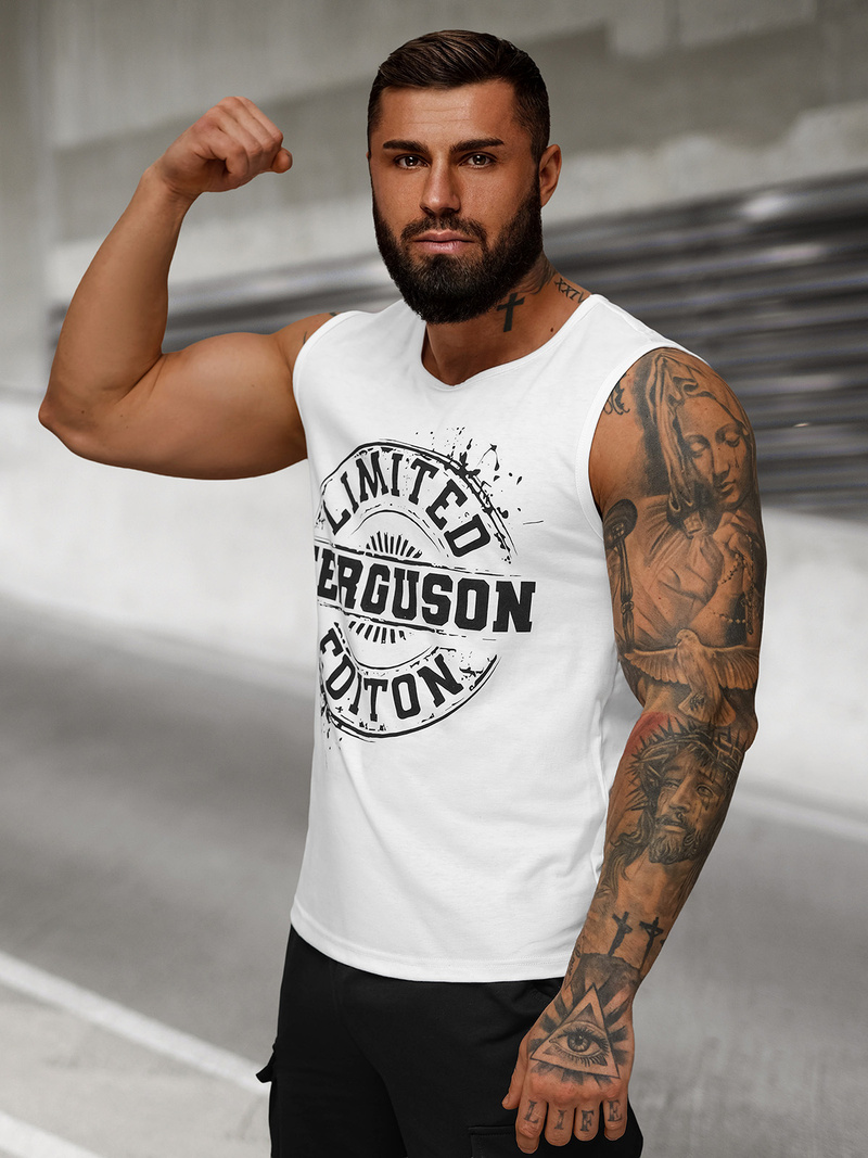 Muška majica bez rukava bijela OZONEE JS/8B1725/1Z