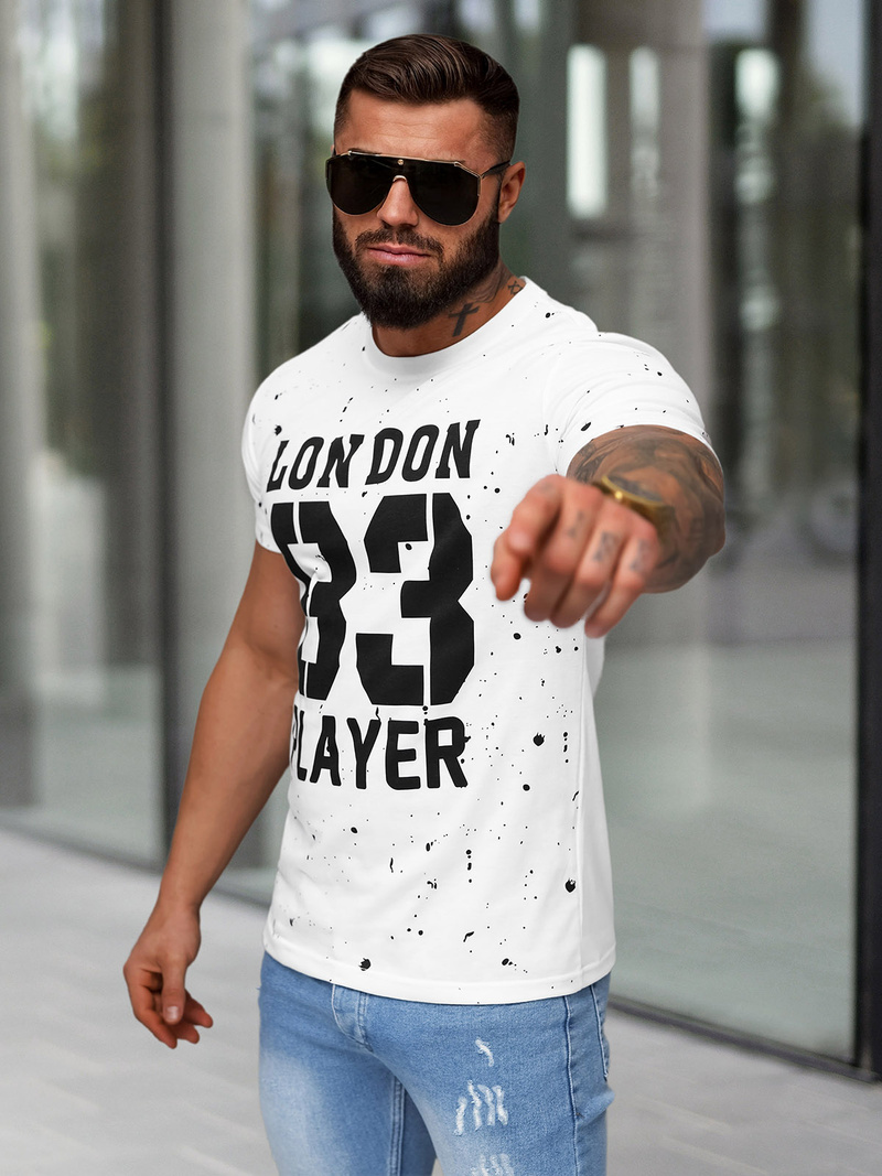 Muška Majica Bijeli OZONEE JS/8B1388/1