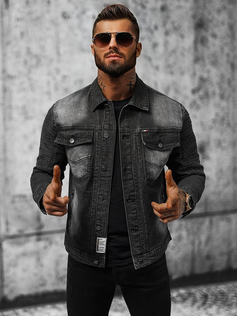 Muška traper jakna crna OZONEE NB/MJ521N