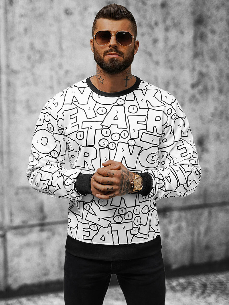 Muška Dukserica Bijela OZONEE JS/8B1136/1