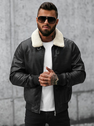 Muška kožna jakna crna OZONEE JB/JP1178Z