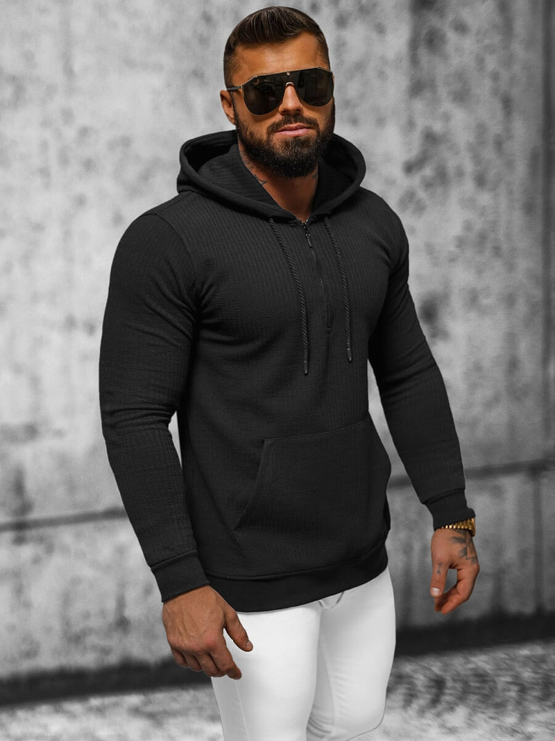 Muška dukserica s kapuljačom crna OZONEE O/TB2273