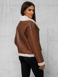 Ženska Kožna Jakna Smeđa OZONEE JS/11Z8176Z