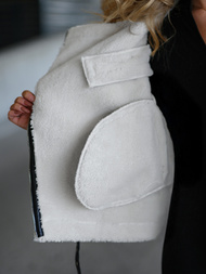 Ženska Kožna Jakna Crno-Bijela OZONEE JS/11Z8177Z