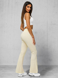 Ženske sportske tajice sa širokim nogama ecru OZONEE JS/17K570/1