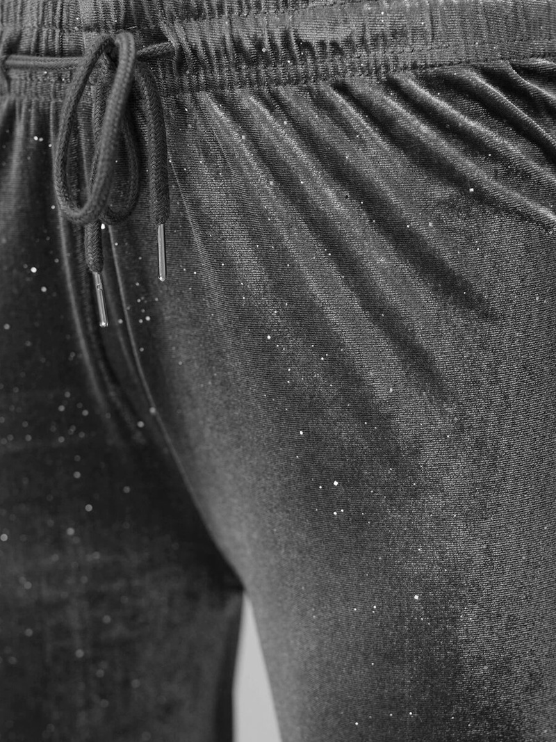 Ženske od velura hlače grafitne OZONEE JS/92K519/10