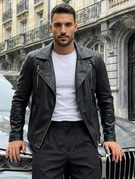 Muška kožna jakna crna OZONEE JS/11Z8067Z