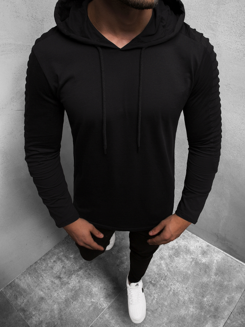 Muška majica dugi rukav s kapuljačom crna OZONEE MECH/2148TZ