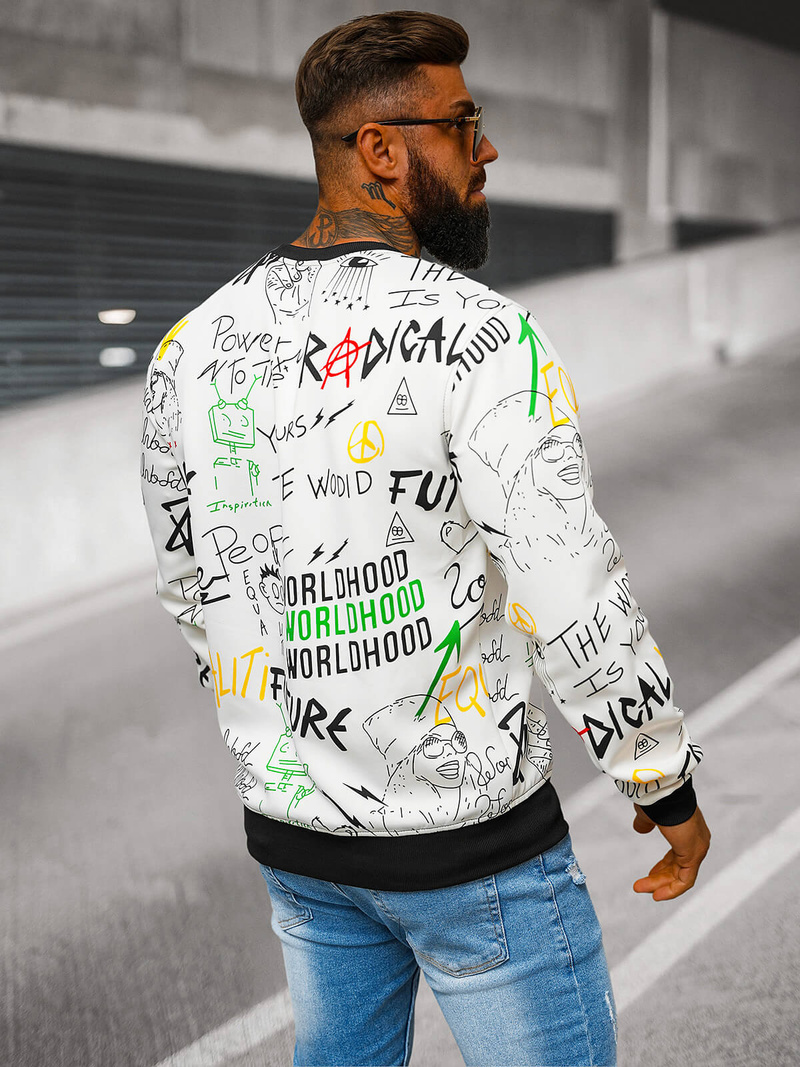 Muška Dukserica Bijela OZONEE JS/8B1228/1