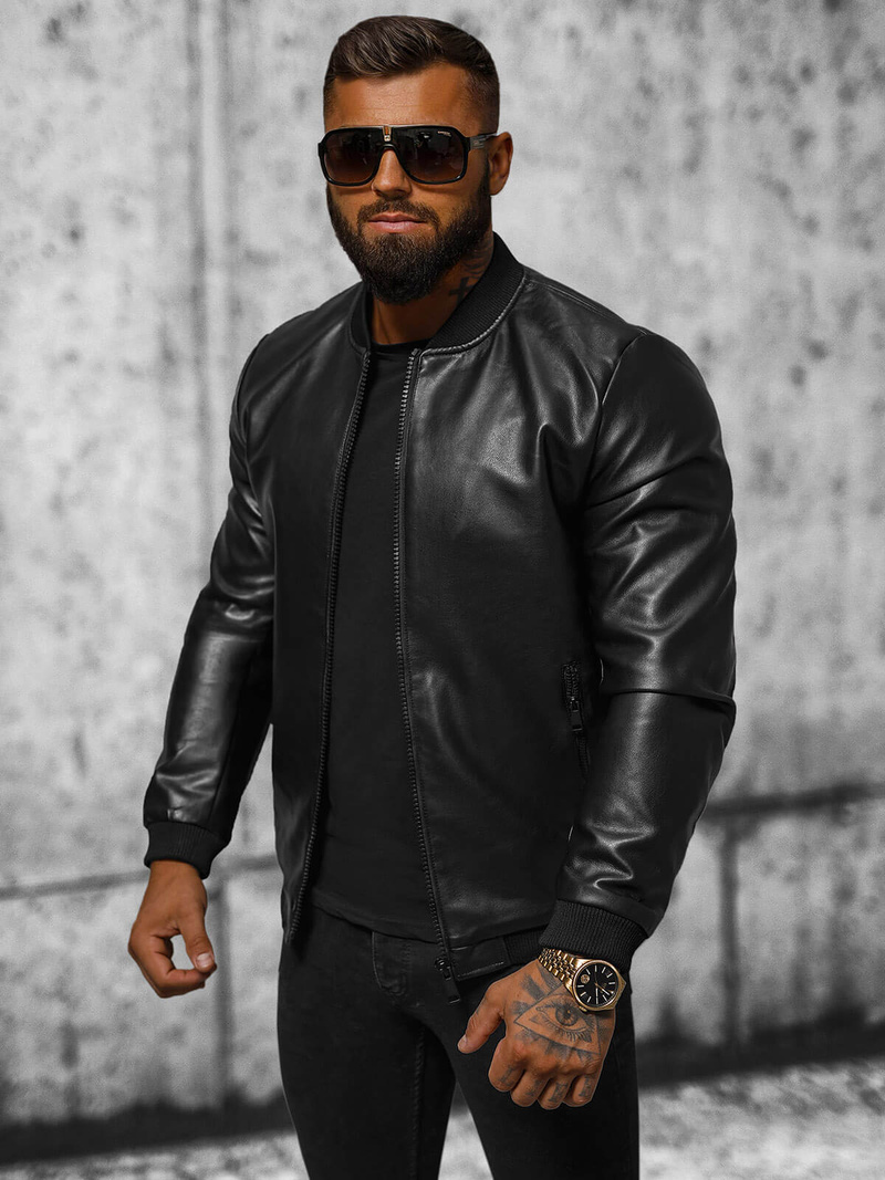 Muška kožna jakna crna OZONEE JS/11Z8105