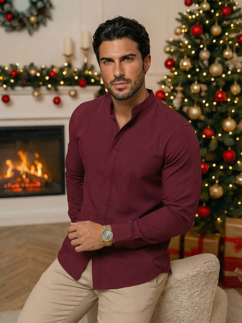 Muška Košulja Bordo OZONEE O/V57Z