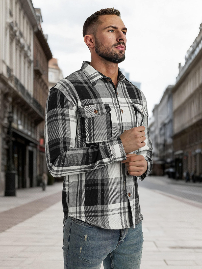 Muška košulja crno-bijela OZONEE NB/MC728N/3