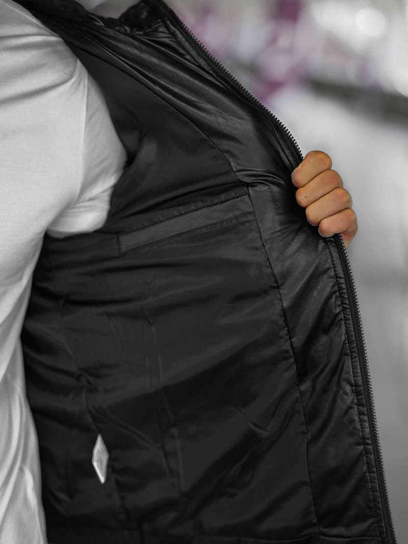 Muška kožna jakna crna OZONEE O/11Z8088