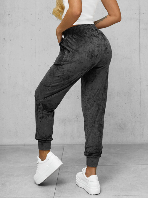 Ženske od velura sportske hlače grafitne OZONEE JS/92K529/5