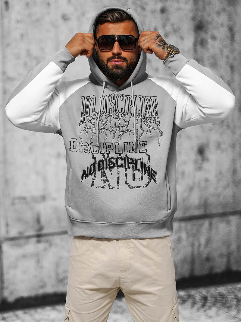 Dukserica s kapuljačom siva OZONEE O/SWE23037