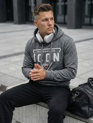 Muška dukserica s kapuljačom grafitna OZONEE JS/8B1737/5