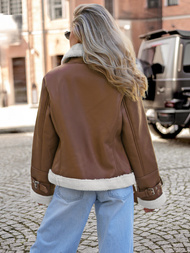 Ženska Kožna Jakna Smeđa OZONEE JS/11Z8177Z