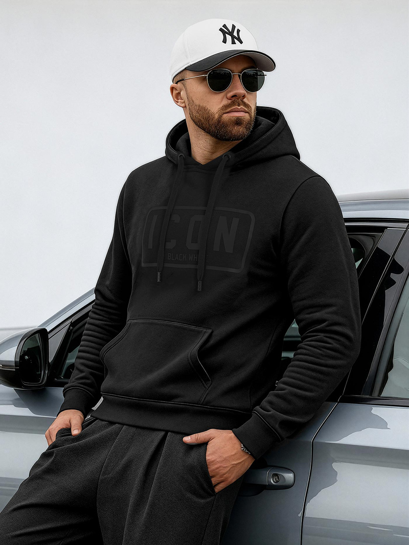 Muška dukserica s kapuljačom crna OZONEE JS/8B1975/3